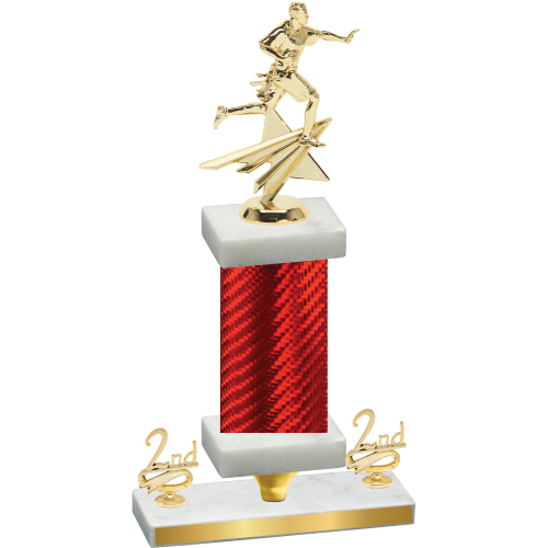 Premium Single Red Carbon Fiber Second Place Flag Football Trophy