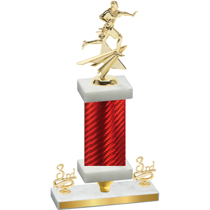 Premium Single Red Carbon Fiber Third Place Flag Football Trophy