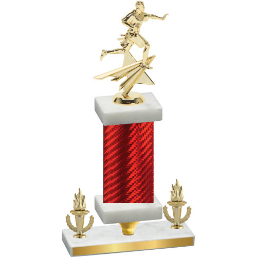 Premium Single Red Carbon Fiber Victory Flag Football Trophy