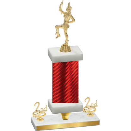 Premium Single Red Carbon Fiber Second Place Majorette Trophy