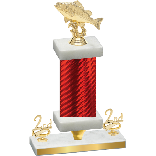 Premium Single Red Carbon Fiber Second Place Fishing Trophy