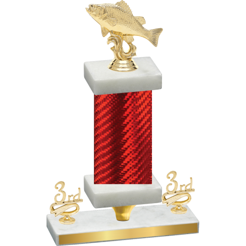 Premium Single Red Carbon Fiber Third Place Fishing Trophy