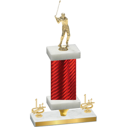 Premium Single Red Carbon Fiber First Place Golf Trophy