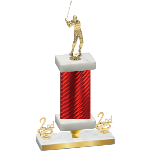 Premium Single Red Carbon Fiber Second Place Golf Trophy
