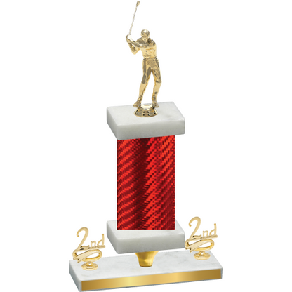 Premium Single Red Carbon Fiber Second Place Golf Trophy