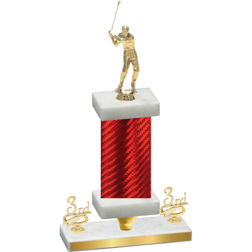 Premium Single Red Carbon Fiber Third Place Golf Trophy