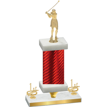 Premium Single Red Carbon Fiber First Place Golf Trophy