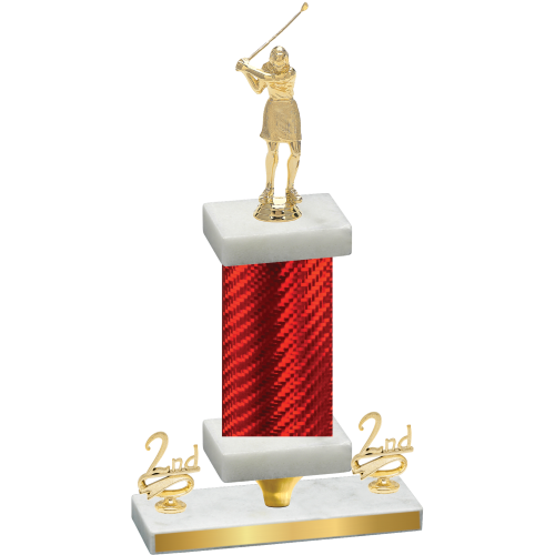 Premium Single Red Carbon Fiber Second Place Golf Trophy