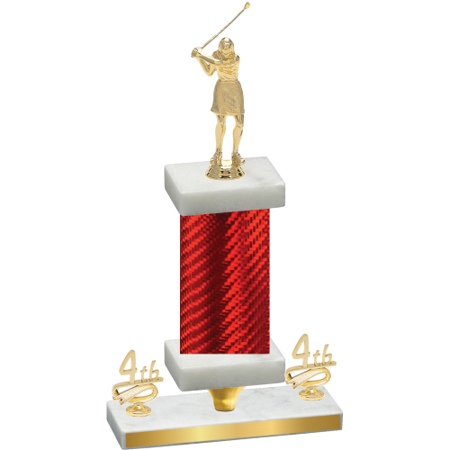 Premium Single Red Carbon Fiber Fourth Place Golf Trophy