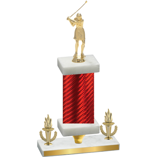 Premium Single Red Carbon Fiber Victory Golf Trophy