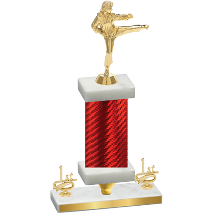 Premium Single Red Carbon Fiber First Place Karate Trophy