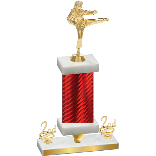 Premium Single Red Carbon Fiber Second Place Karate Trophy