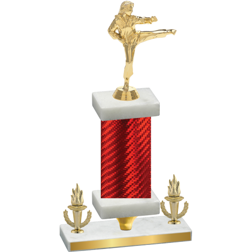 Premium Single Red Carbon Fiber Victory Karate Trophy