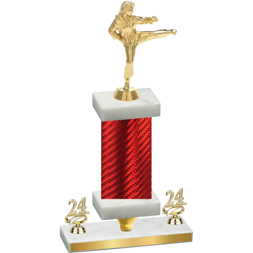 Premium Single Red Carbon Fiber Year Karate Trophy