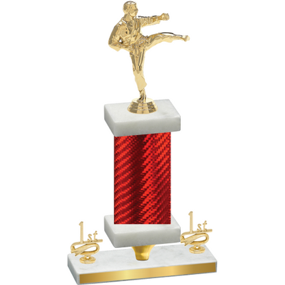 Premium Single Red Carbon Fiber First Place Karate Trophy