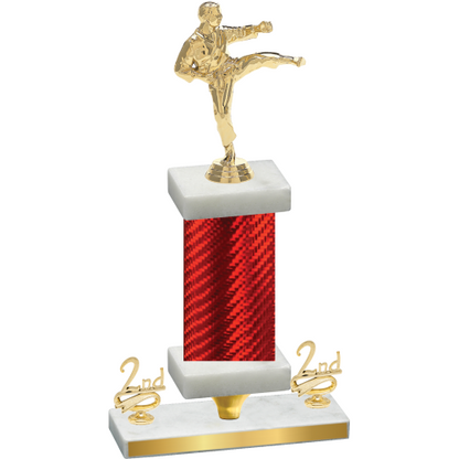 Premium Single Red Carbon Fiber Second Place Karate Trophy