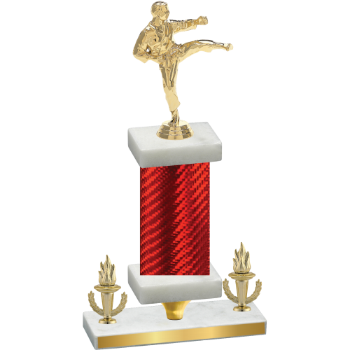 Premium Single Red Carbon Fiber Victory Karate Trophy