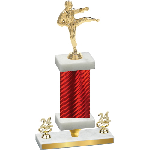 Premium Single Red Carbon Fiber Year Karate Trophy