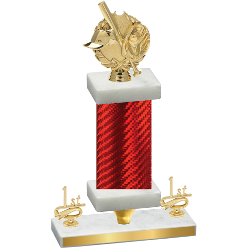 Premium Single Red Carbon Fiber First Place Baseball Trophy