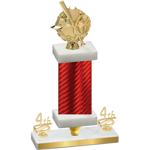 Premium Single Red Carbon Fiber Fourth Place Baseball Trophy