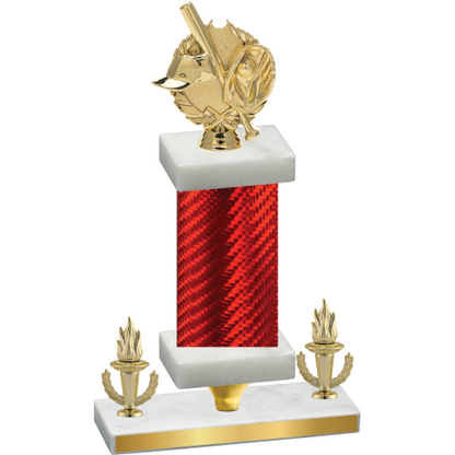 Premium Single Red Carbon Fiber Victory Baseball Trophy