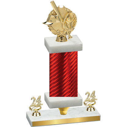 Premium Single Red Carbon Fiber Year Baseball Trophy