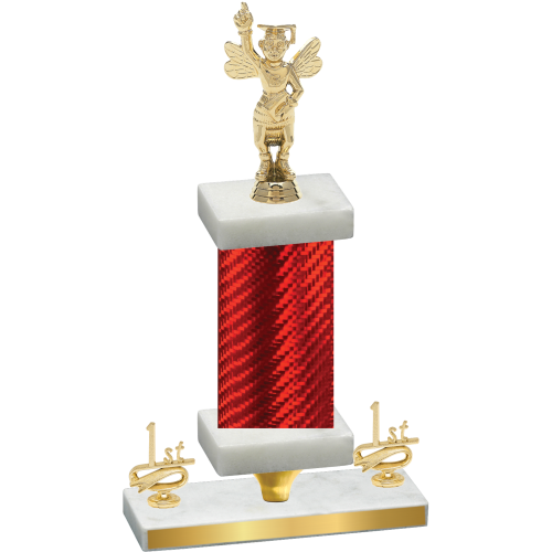 Premium Single Red Carbon Fiber First Place Academics Trophy