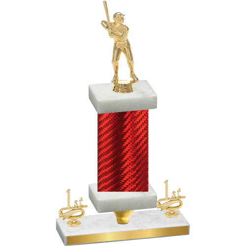 Premium Single Red Carbon Fiber First Place Baseball Trophy