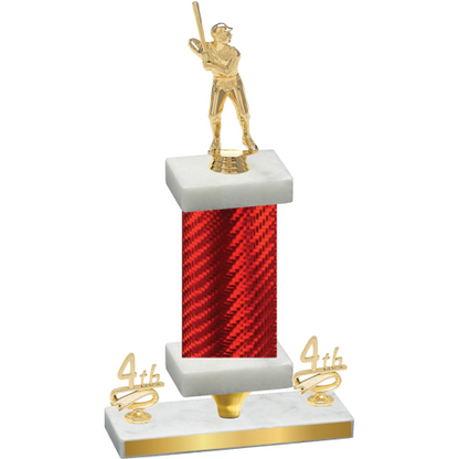 Premium Single Red Carbon Fiber Fourth Place Baseball Trophy