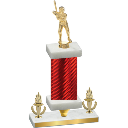 Premium Single Red Carbon Fiber Victory Baseball Trophy