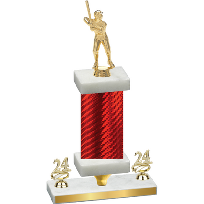 Premium Single Red Carbon Fiber Year Baseball Trophy