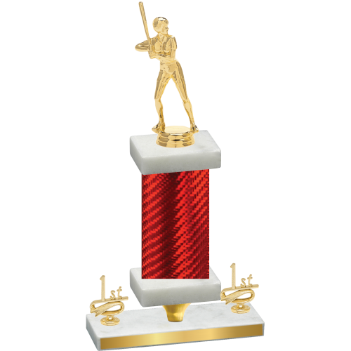 Premium Single Red Carbon Fiber First Place Softball Trophy