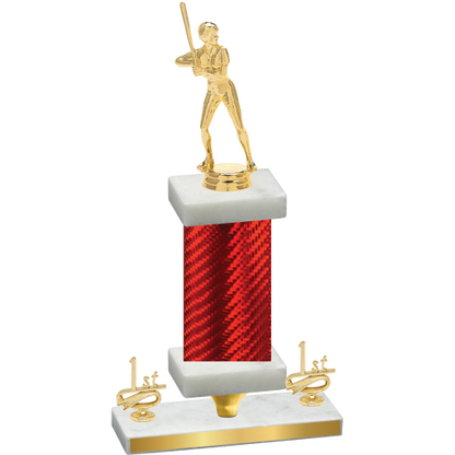 Premium Single Red Carbon Fiber First Place Softball Trophy