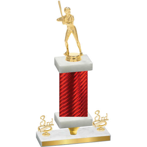 Premium Single Red Carbon Fiber Third Place Softball Trophy