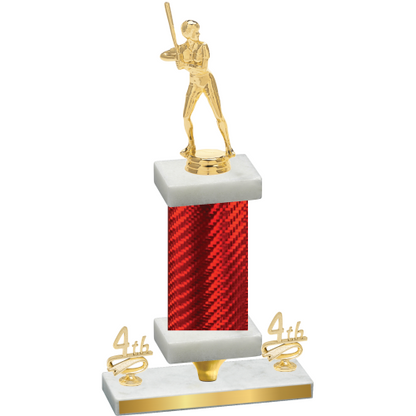 Premium Single Red Carbon Fiber Fourth Place Softball Trophy