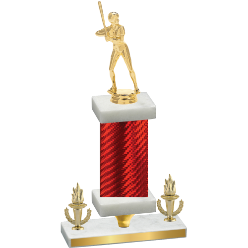 Premium Single Red Carbon Fiber Victory Softball Trophy