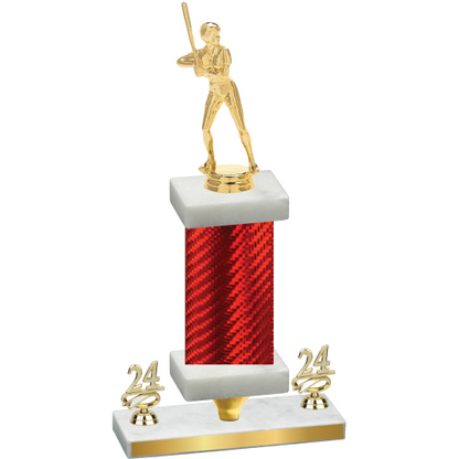 Premium Single Red Carbon Fiber Year Softball Trophy