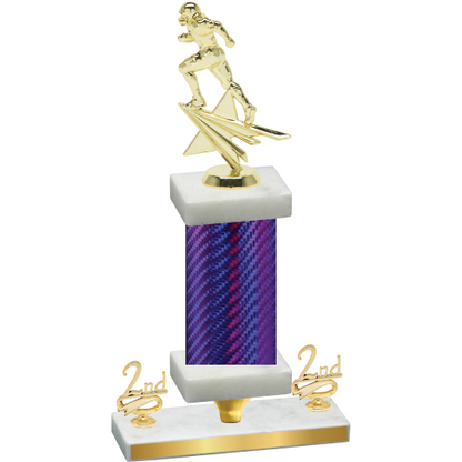 Premium Single Purple Carbon Fiber Second Place Football Trophy