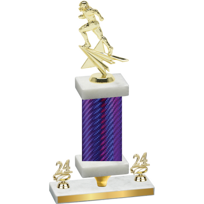 Premium Single Purple Carbon Fiber Year Football Trophy