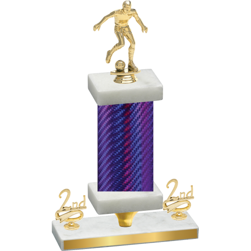 Premium Single Purple Carbon Fiber Second Place Soccer Trophy