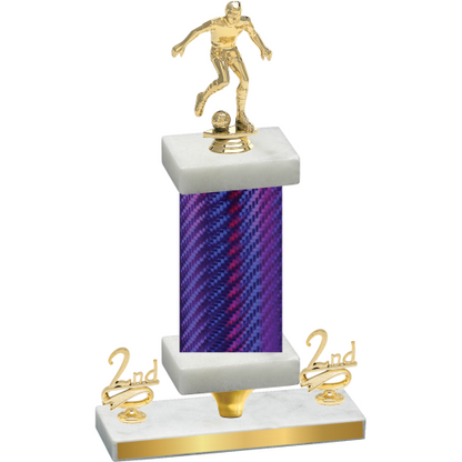 Premium Single Purple Carbon Fiber Second Place Soccer Trophy