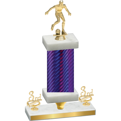 Premium Single Purple Carbon Fiber Third Place Soccer Trophy