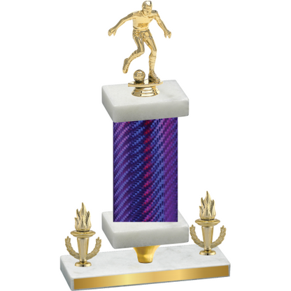 Premium Single Purple Carbon Fiber Victory Soccer Trophy