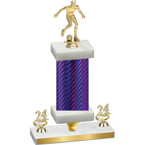 Premium Single Purple Carbon Fiber Year Soccer Trophy