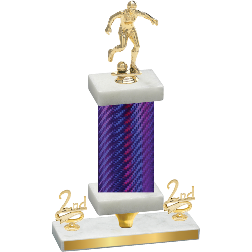 Premium Single Purple Carbon Fiber Second Place Soccer Trophy