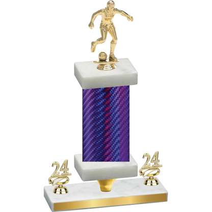 Premium Single Purple Carbon Fiber Year Soccer Trophy