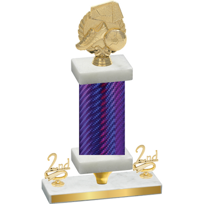 Premium Single Purple Carbon Fiber Second Place Soccer Trophy