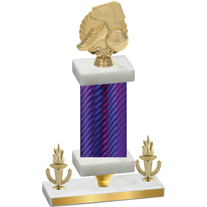 Premium Single Purple Carbon Fiber Victory Soccer Trophy