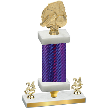 Premium Single Purple Carbon Fiber Year Soccer Trophy