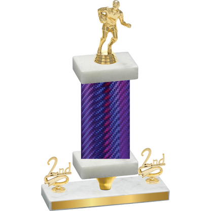 Premium Single Purple Carbon Fiber Second Place Rugby Trophy